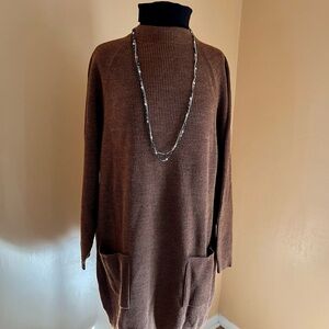 Uniqlo Brown Women's mock-neck long-sleeve sweater dress